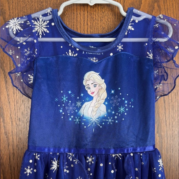 Disney Frozen Elsa Royal Blue Snowflake Dress - Picture 2 of 5